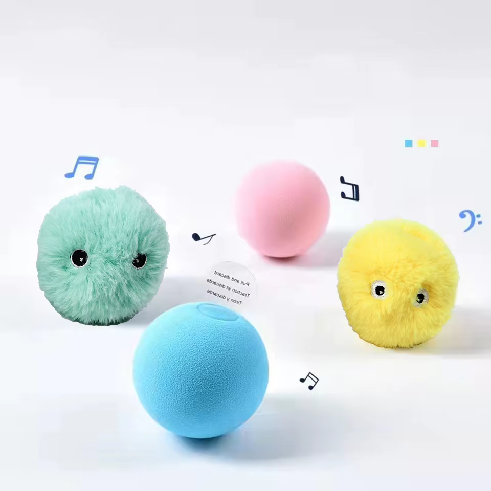 Pelota interactiva de felpa con sonido y catnip para gatos - imagen 2