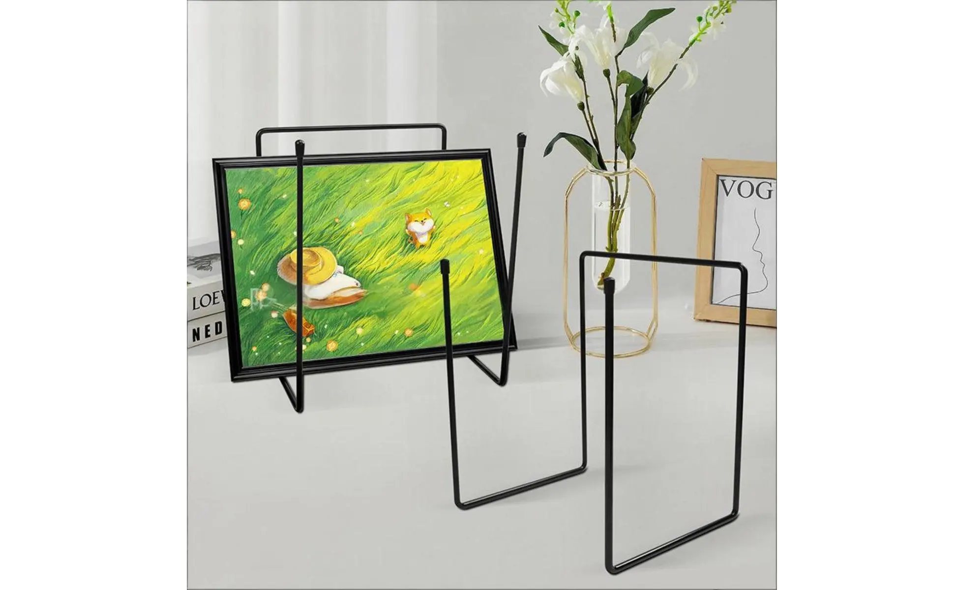 Soporte de exhibición de hierro minimalista para escritorio y cocina