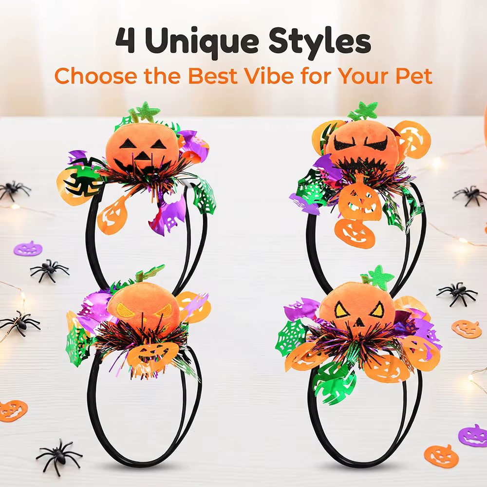 Lazos pelo perro Halloween calabaza - Ajustables brillantes