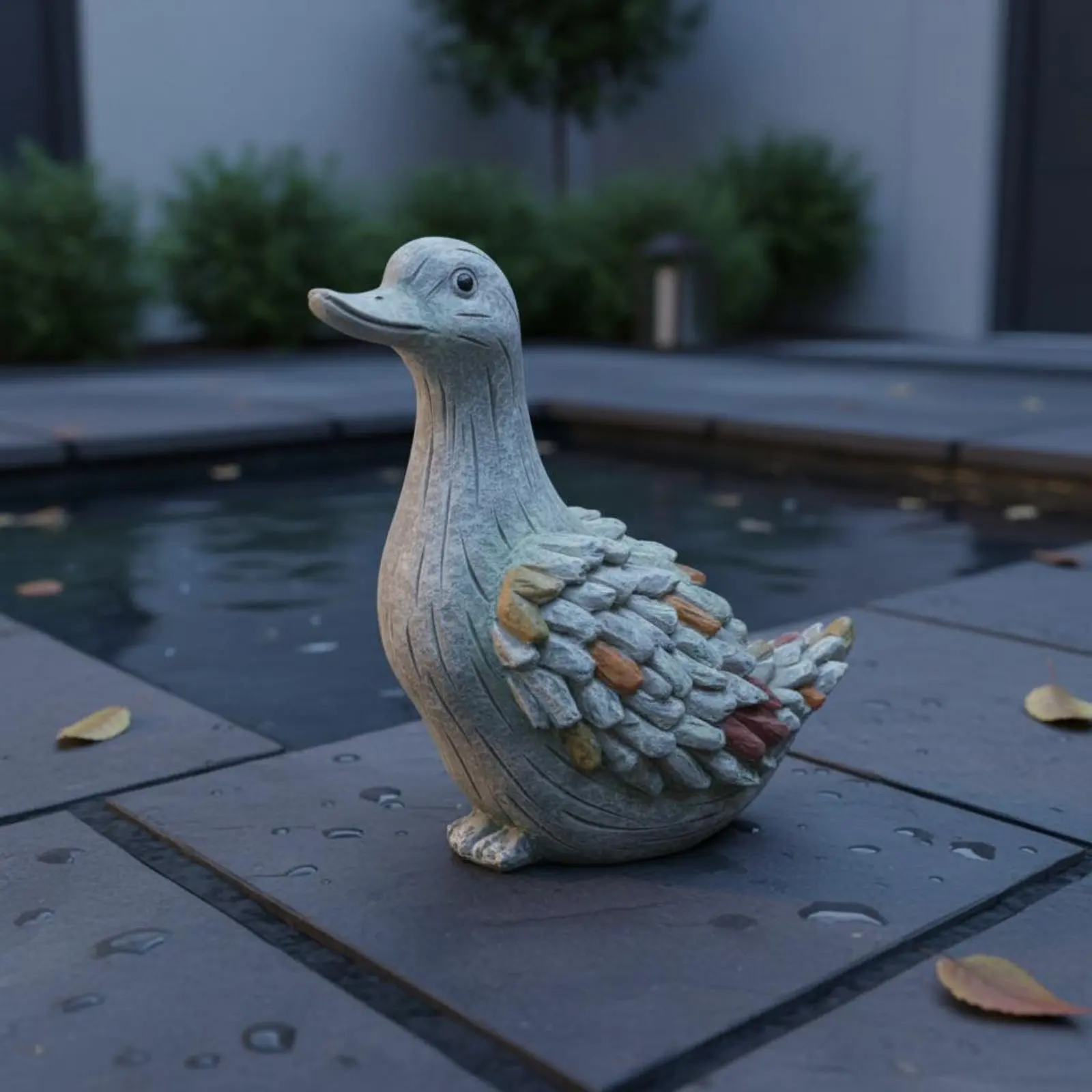 Figura de aves acuáticas de resina pintada a mano para jardín