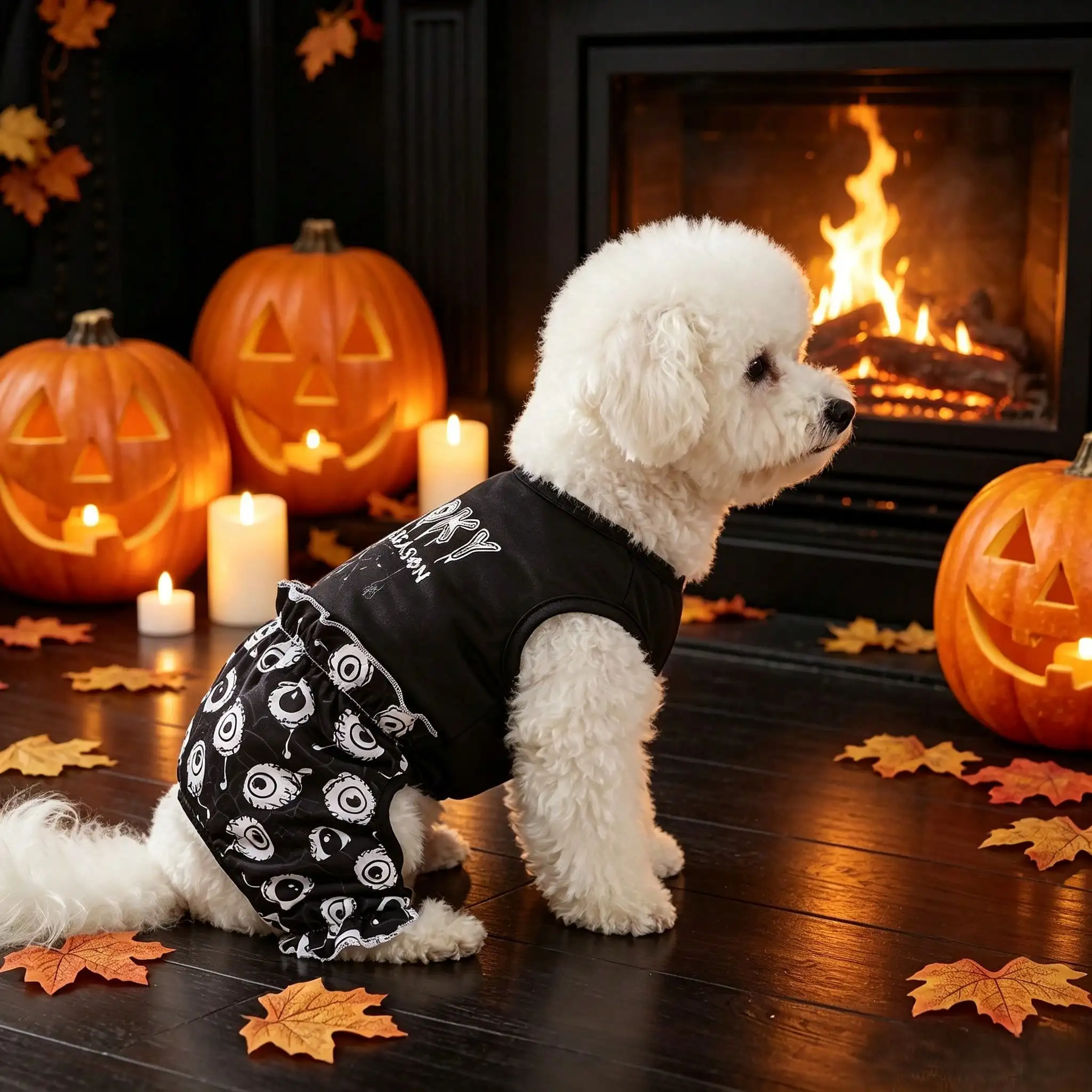 Mono sin mangas para perro de Halloween – Estampado ojos oscuros - imagen 4