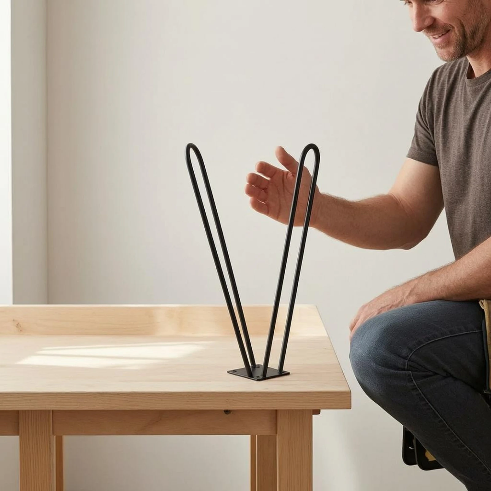 Soporte patas de mesa horquilla con orificios preperforados