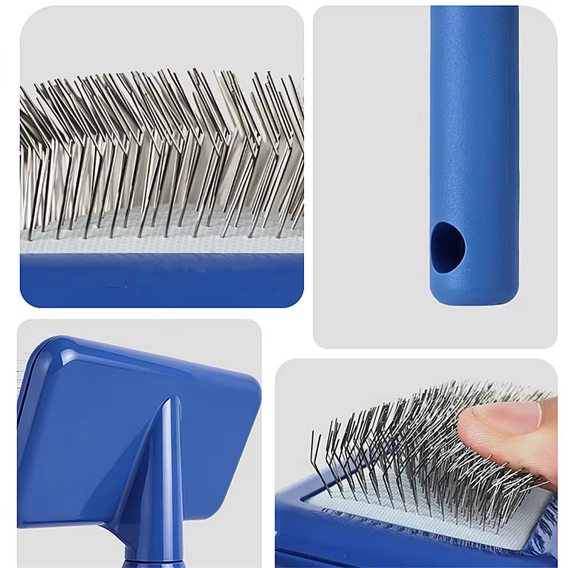 Cepillo suave masaje para gatos y perros: anti nudos, acero inox - imagen 2