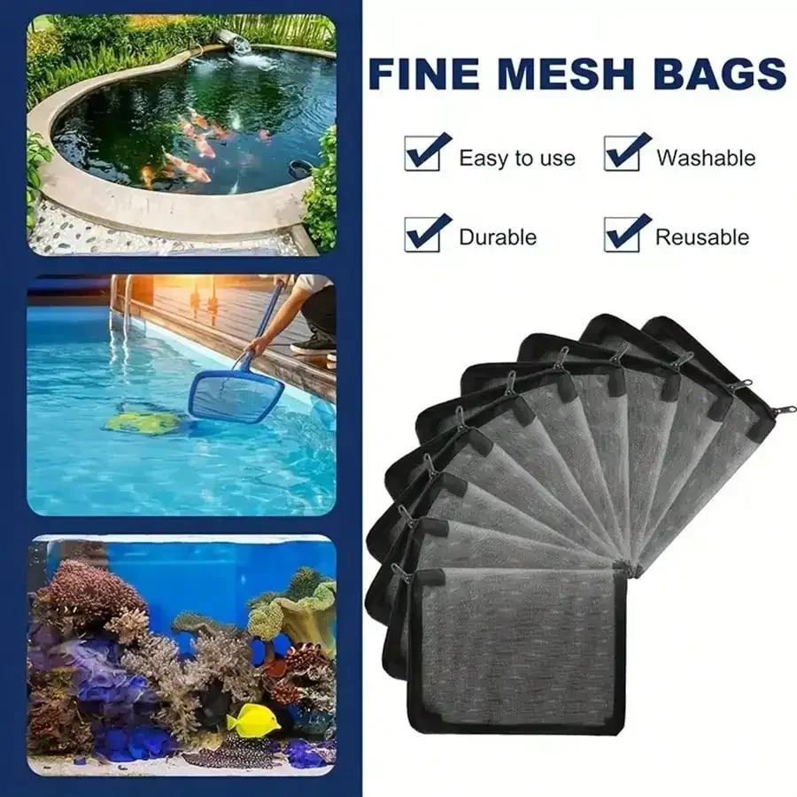 Bolsas de filtro instaladas en acuario