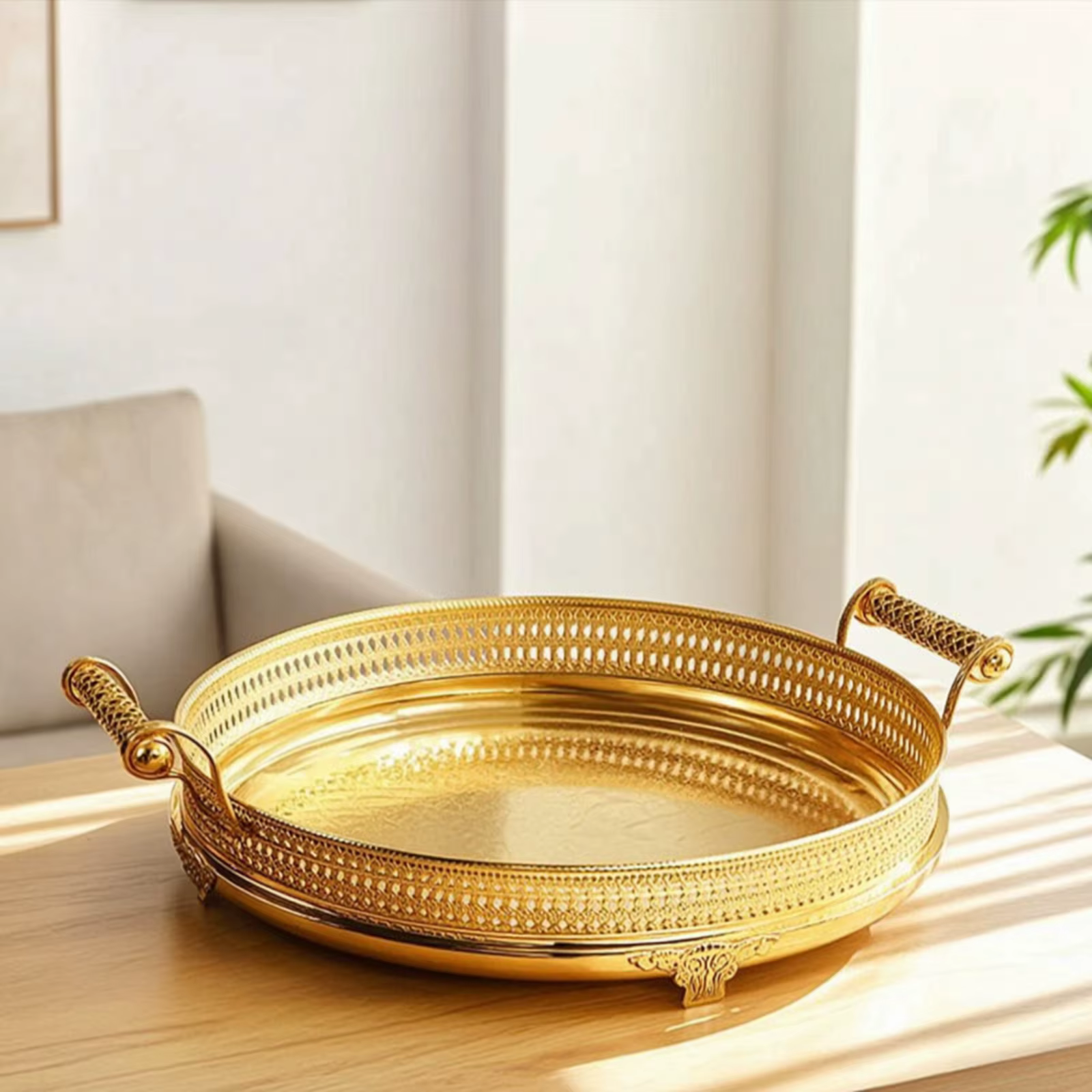 Bandeja de metal perforado para gatos y perros – plato decorativo elegante