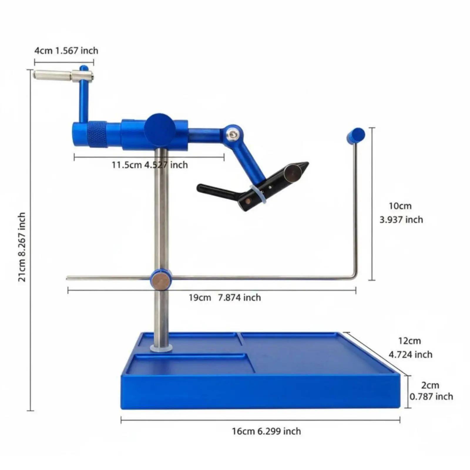 Torno para atado de moscas – Soporte ajustable de aluminio - imagen 2