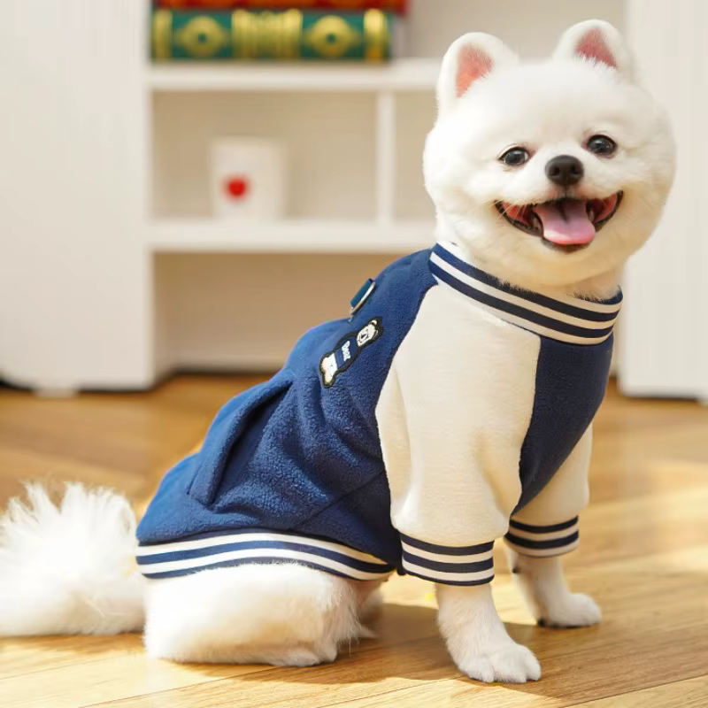 Chaqueta béisbol de otoño con oso estampado para perros y gatos - imagen 4