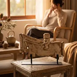 Escultura Caballo Decorativa con Base Metal – Figura Rústica para el Hogar