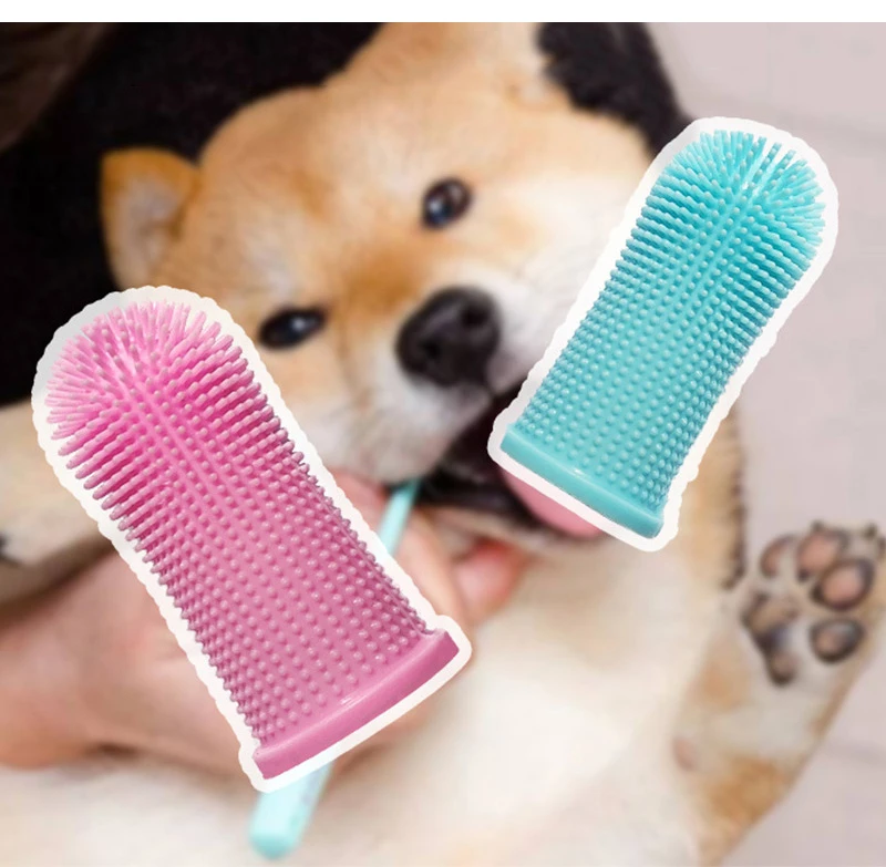 Cepillo de silicona suave para dedos de perro