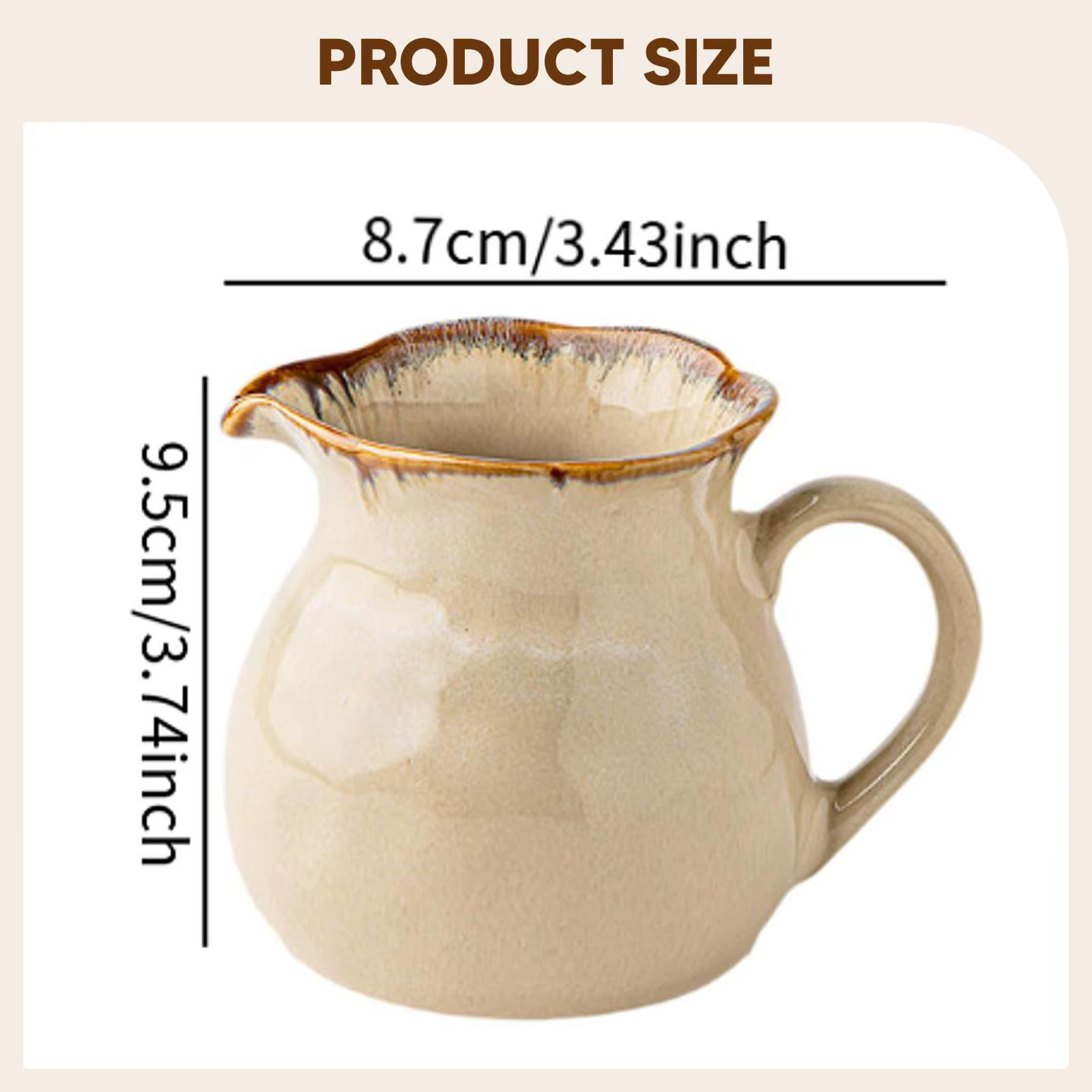 Jarra espumador leche cerámica con mango – Pinta café crema - imagen 3