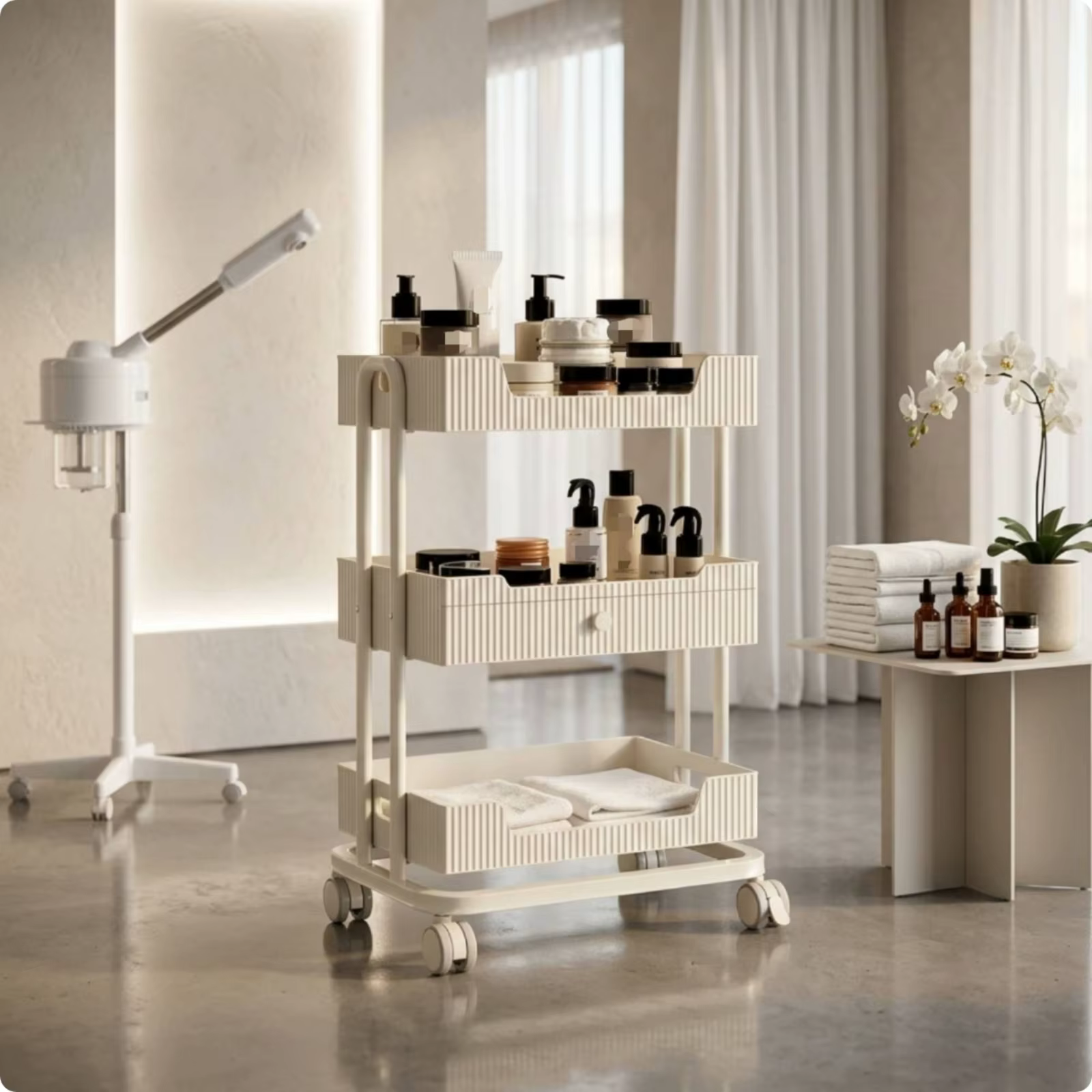 Carrito Rodante para Salón de Aseo Pet – 3 Niveles con Cajón - imagen 4