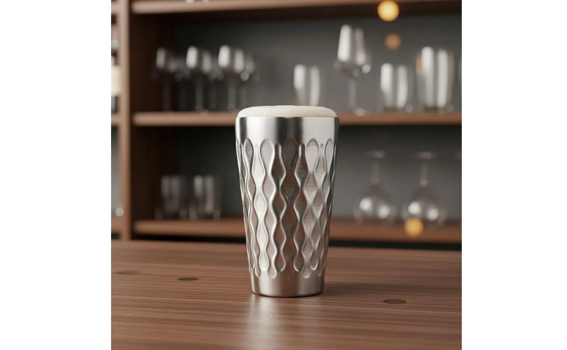 Taza de metal martillado para servir bebidas