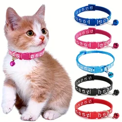 Collar con campana y huellas para gato y perro pequeño, ajustable