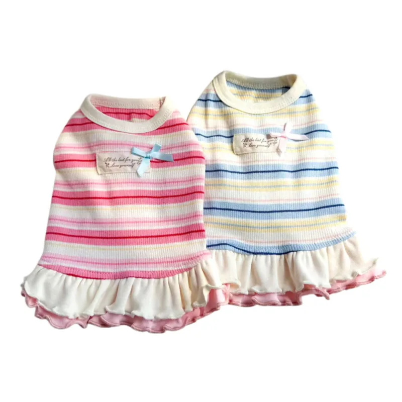 Ropa para perros pequeños: vestido a rayas y chaleco suave - imagen 2