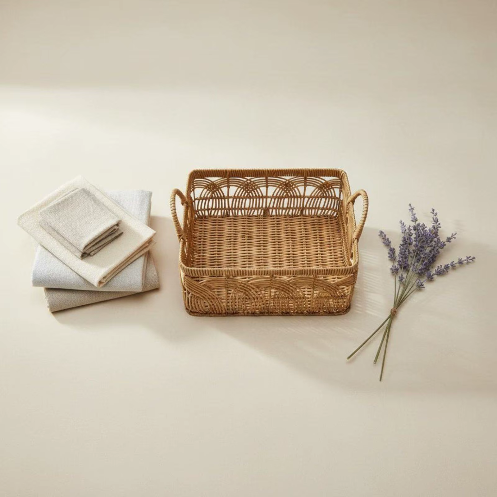 Cesto mimbre sintético para gatos y perros pequeños – Cama tejida decorativa