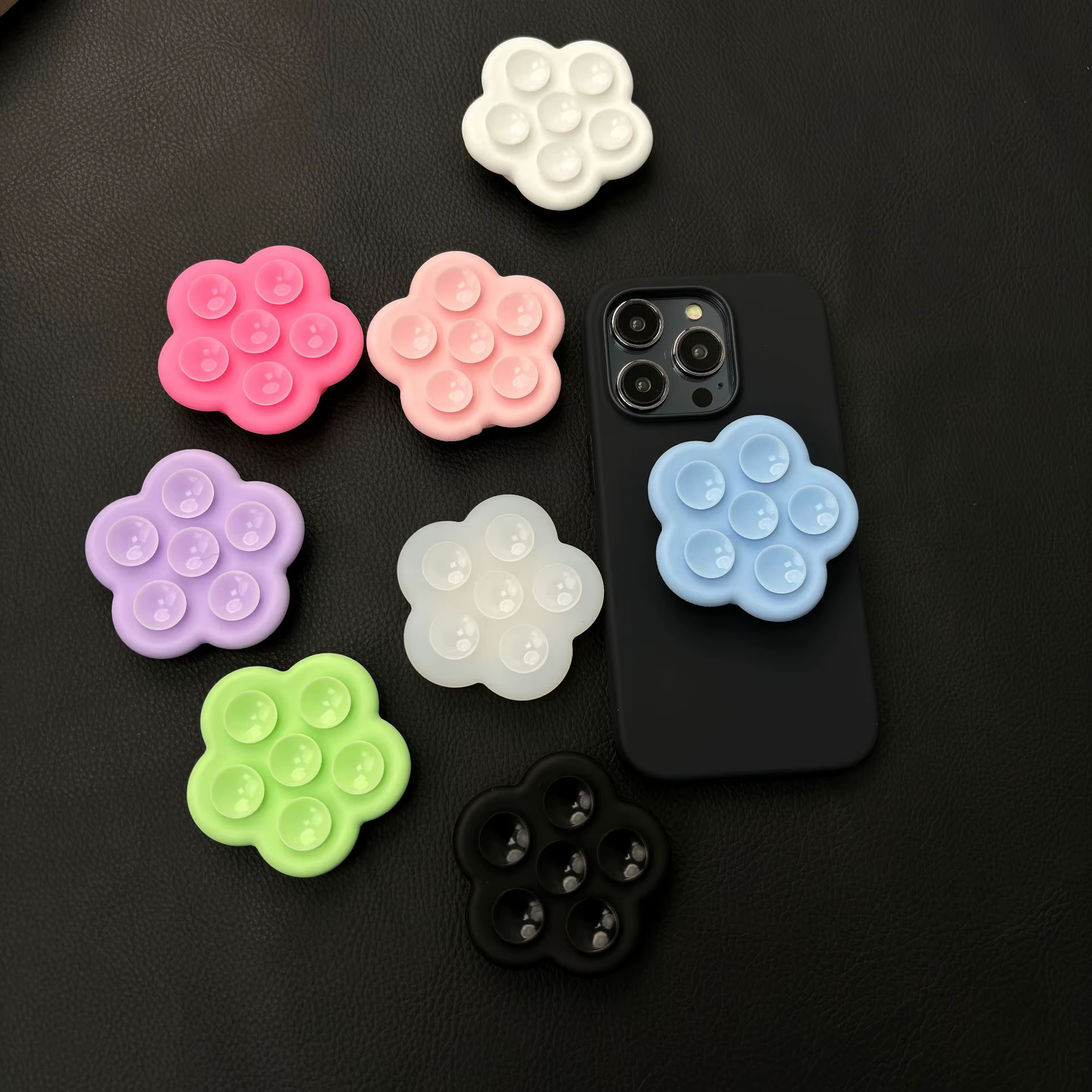 Soporte para teléfono retráctil con ventosa de silicona, flor - imagen 2