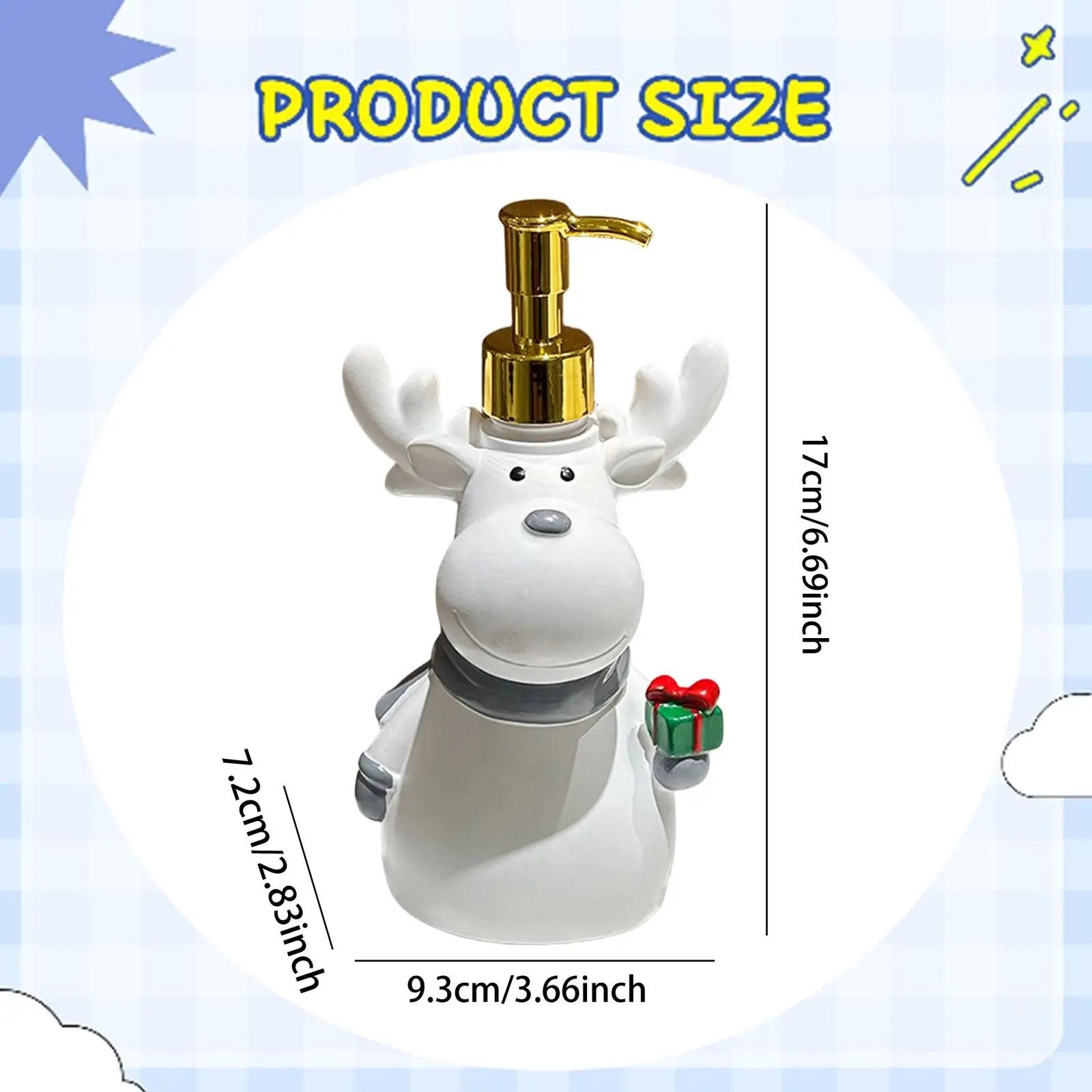 Dispensador de jabón navideño con forma de alce en resina