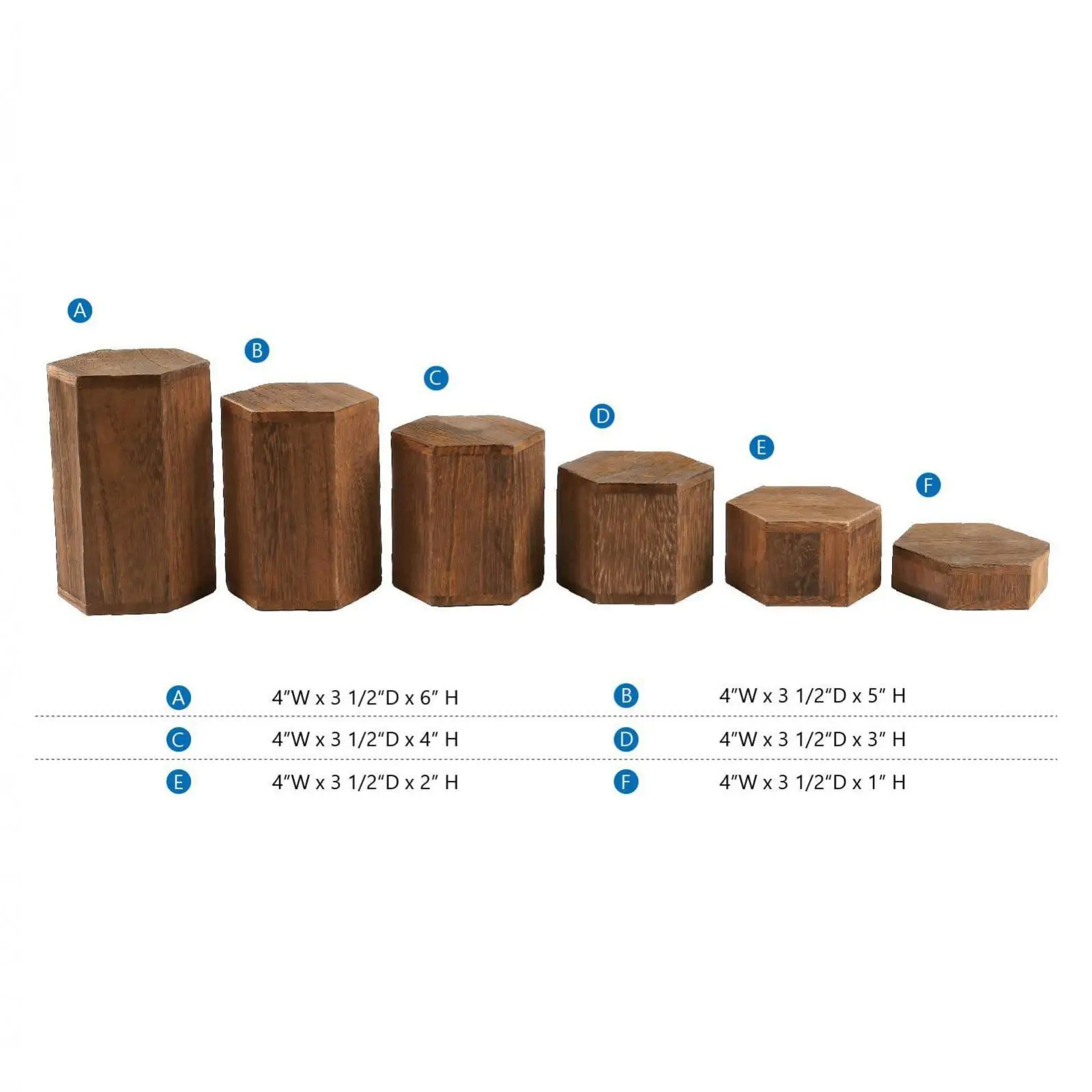 Base hexagonal de madera con acabado uniforme