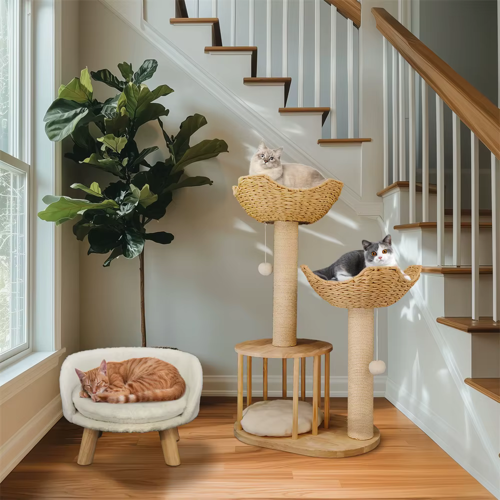 Árbol Rascador para Gatos de 3 Niveles con Cueva y Sisal - imagen 5