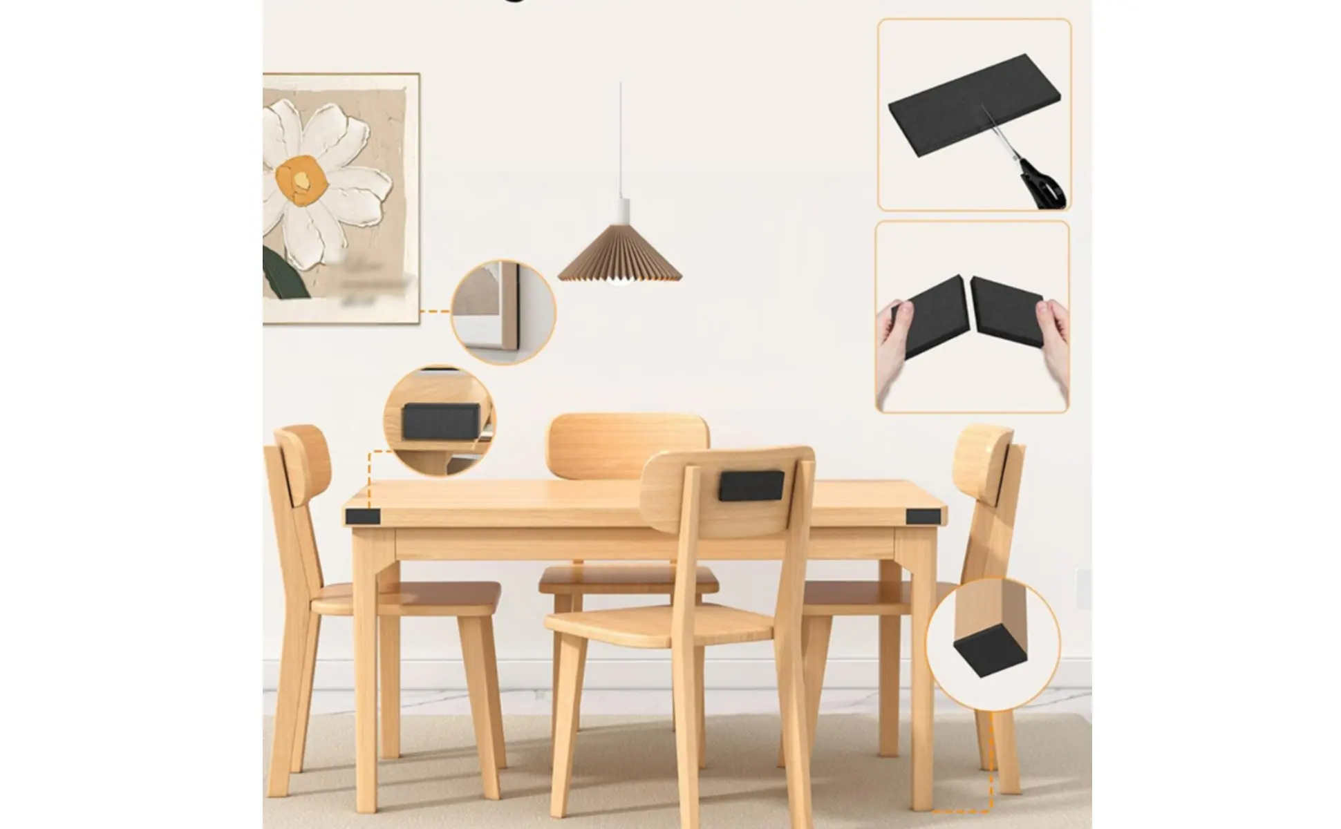 Aplicación en cabecero, esquinas y bordes de muebles