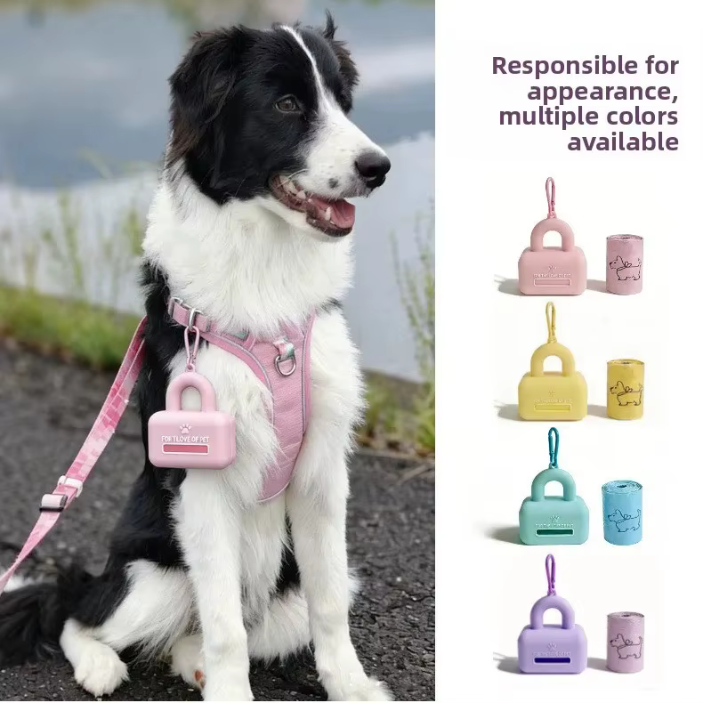 Dispensador portátil de bolsas para heces de perro y gato, con mosquetón - imagen 4