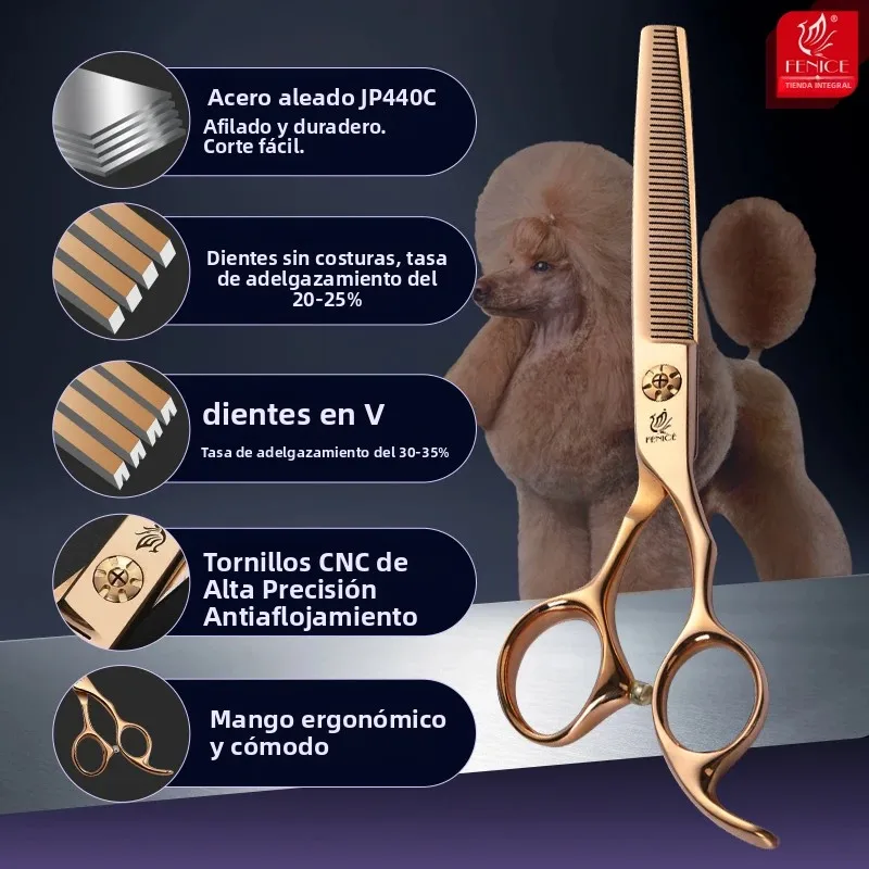 Tijeras Entresacar para Perros Fenice – V-dientes 6.5/7 Pulgadas - imagen 2