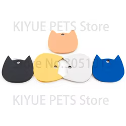 Placa identificativa de acero con cara para gatos y perros
