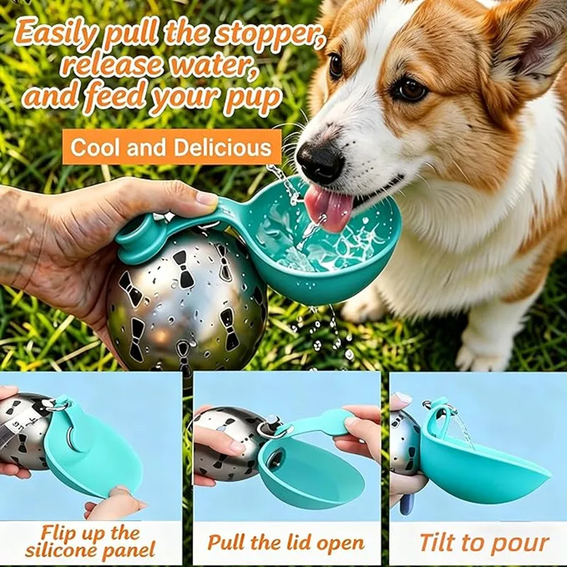 Botella de agua portátil para perros y gatos, acero inoxidable - imagen 3