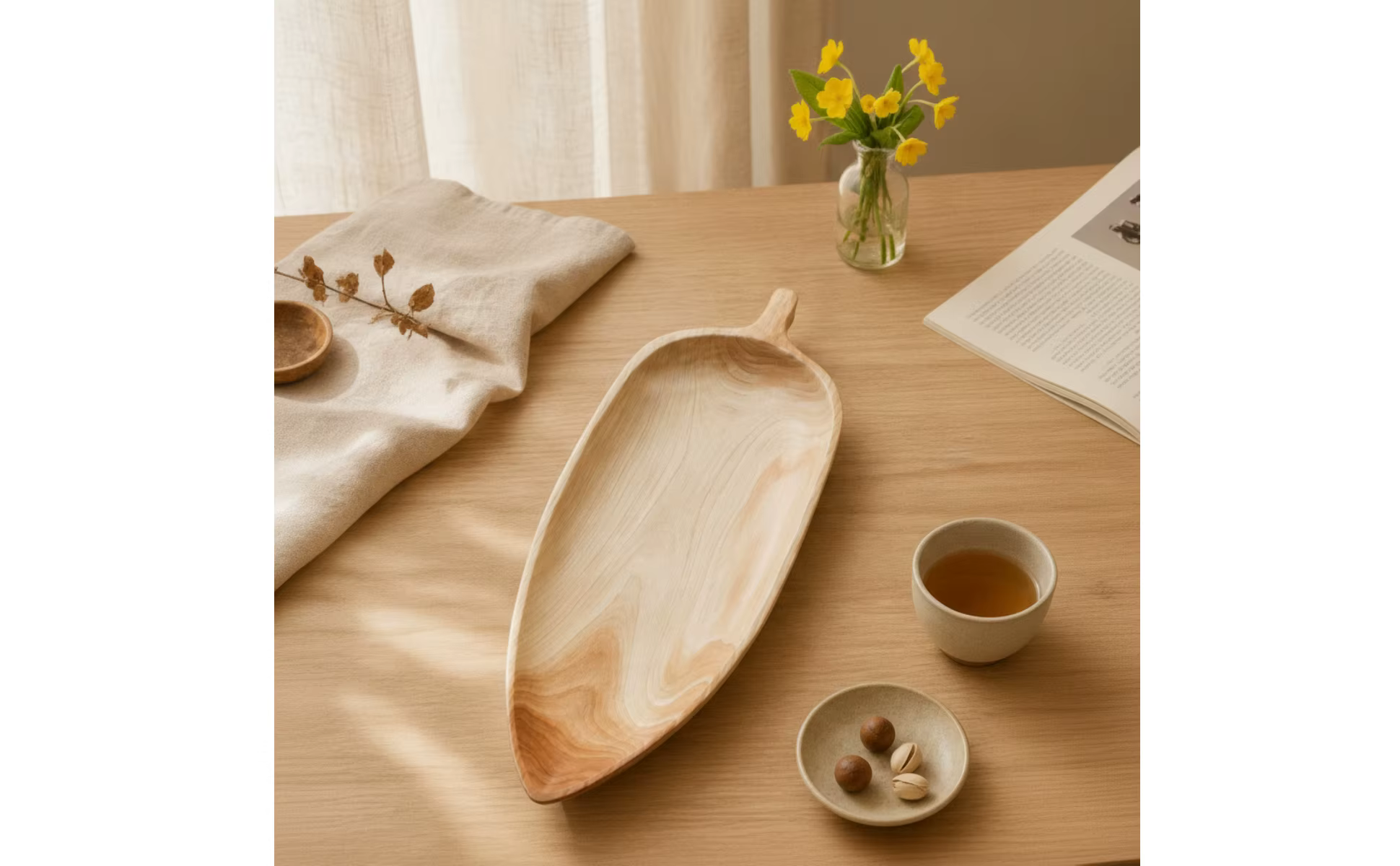Plato de madera multiusos en estilo minimalista
