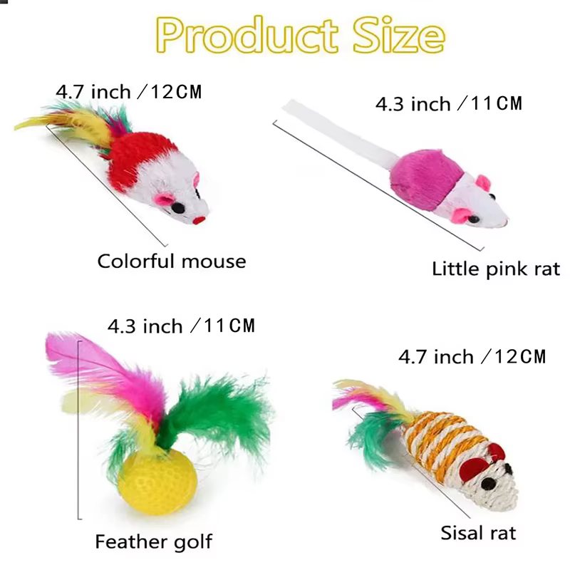 Juguetes simulados de ratón y pez para gatos