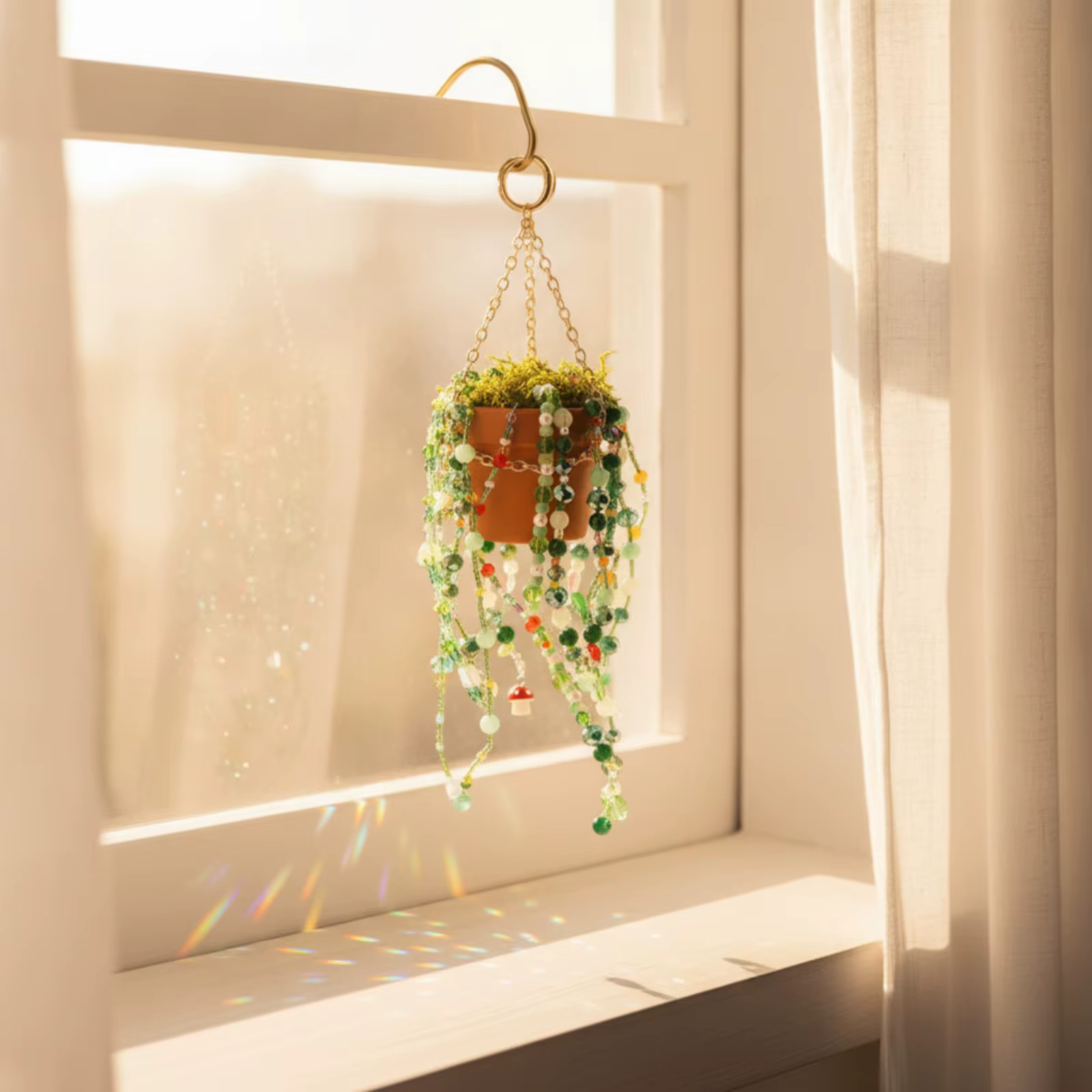 Maceta Colgante Boho con Cuentas – Macetero Ornamental para Plantas - imagen 4