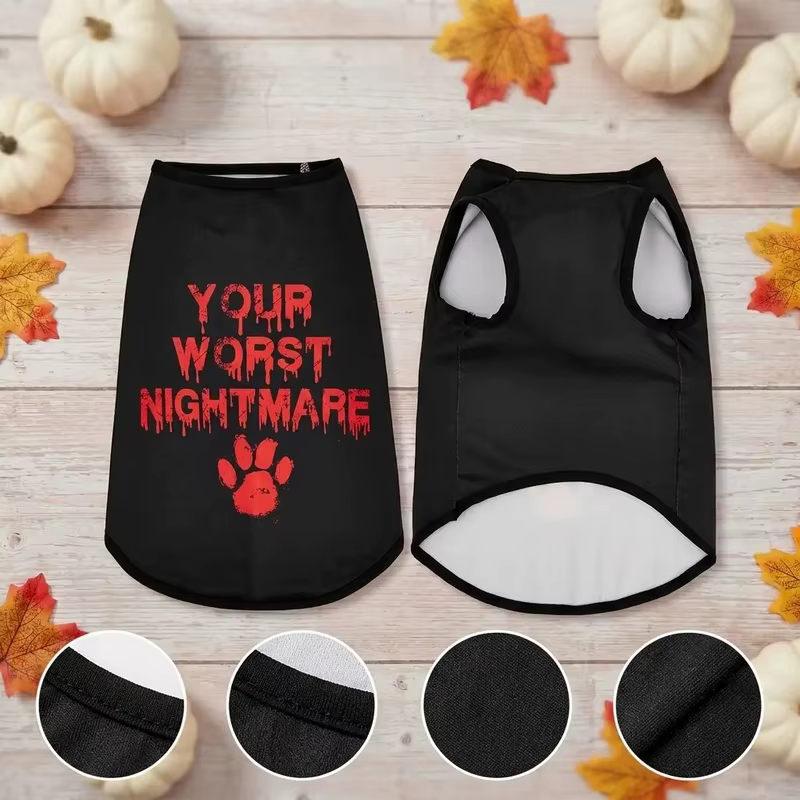 Chaleco Halloween negro huellas rojas perros pequeños medianos y gatos - imagen 5