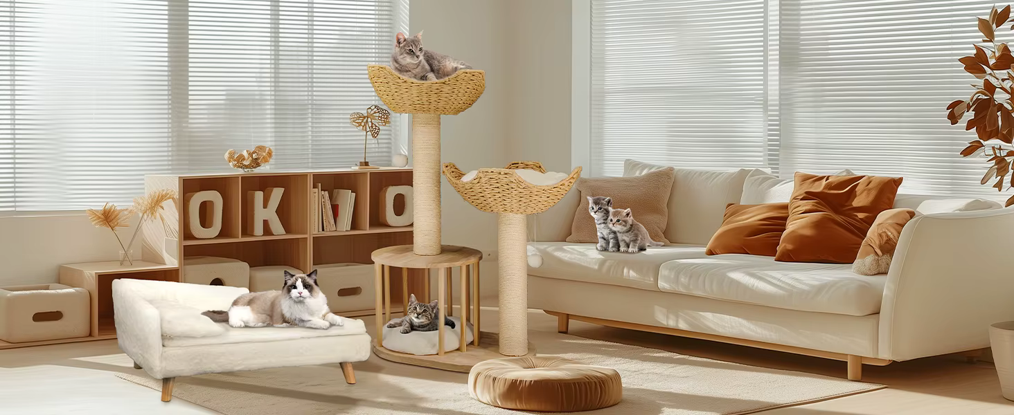 Árbol para gatos de 3 niveles con diseño elegante