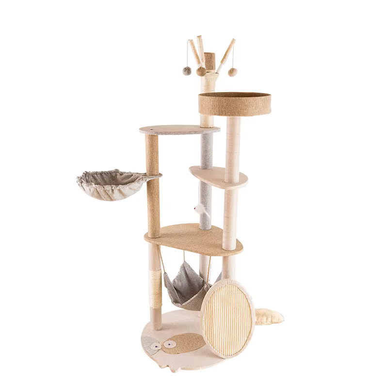 Árbol rascador grande para gatos con plataformas y poste de sisal