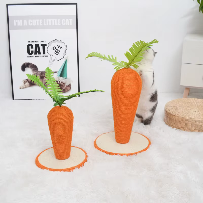 Rascador para gatos sisal con forma de zanahoria vertical y base - imagen 3