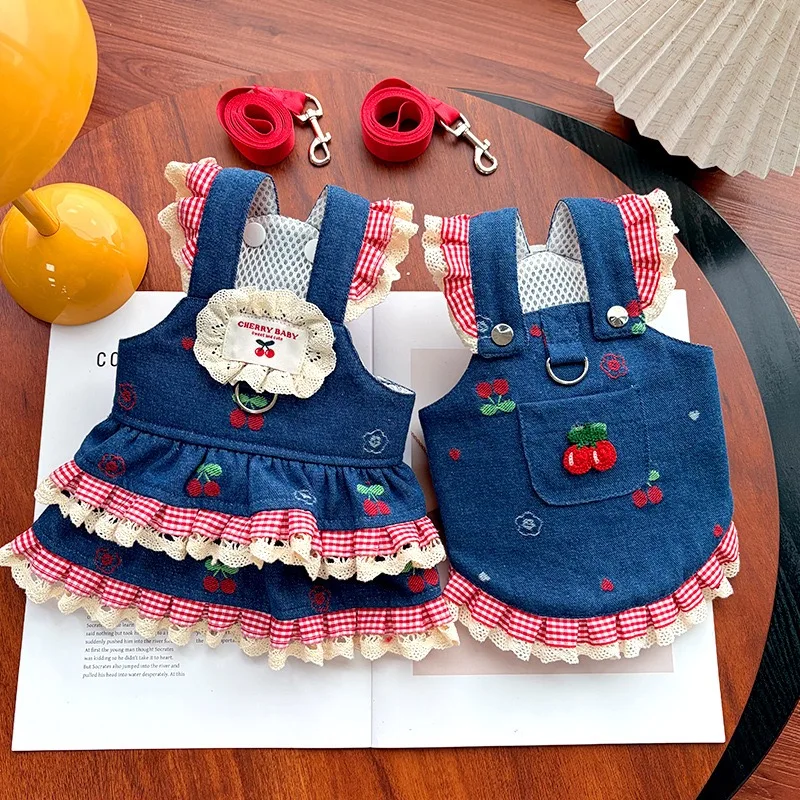 Vestido de mezclilla Sweet Cherry para perra