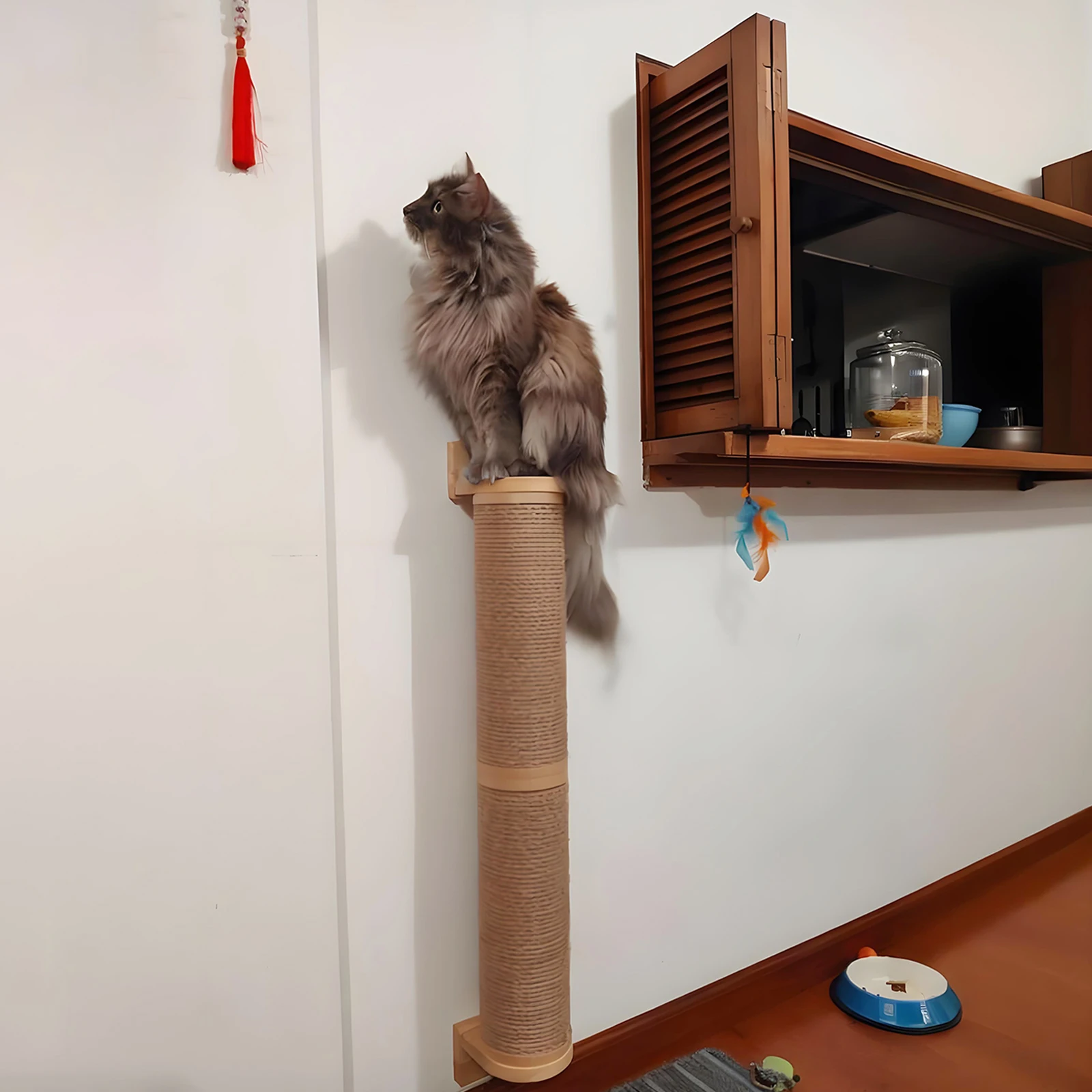 Rascador para gatos con estantes, hamaca y árbol de sisal - imagen 3