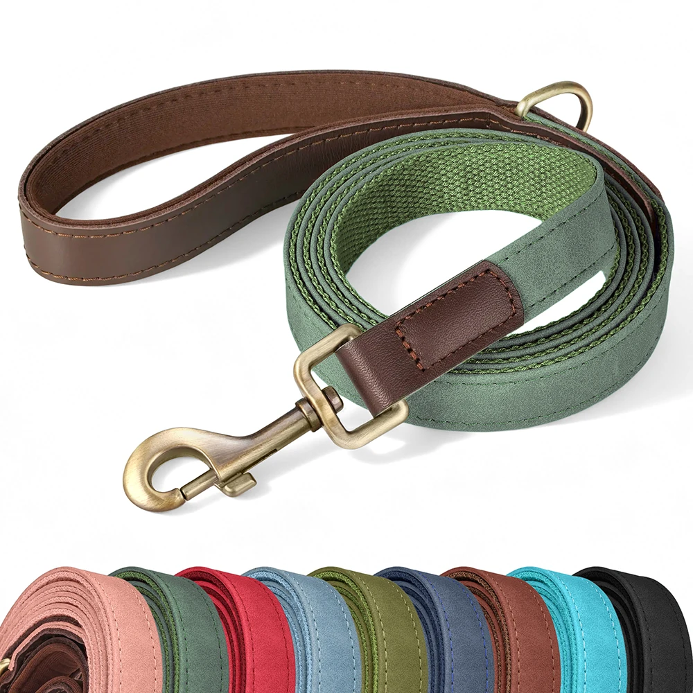 Correa acolchada para perros de cuero PU resistente para paseos - imagen 2