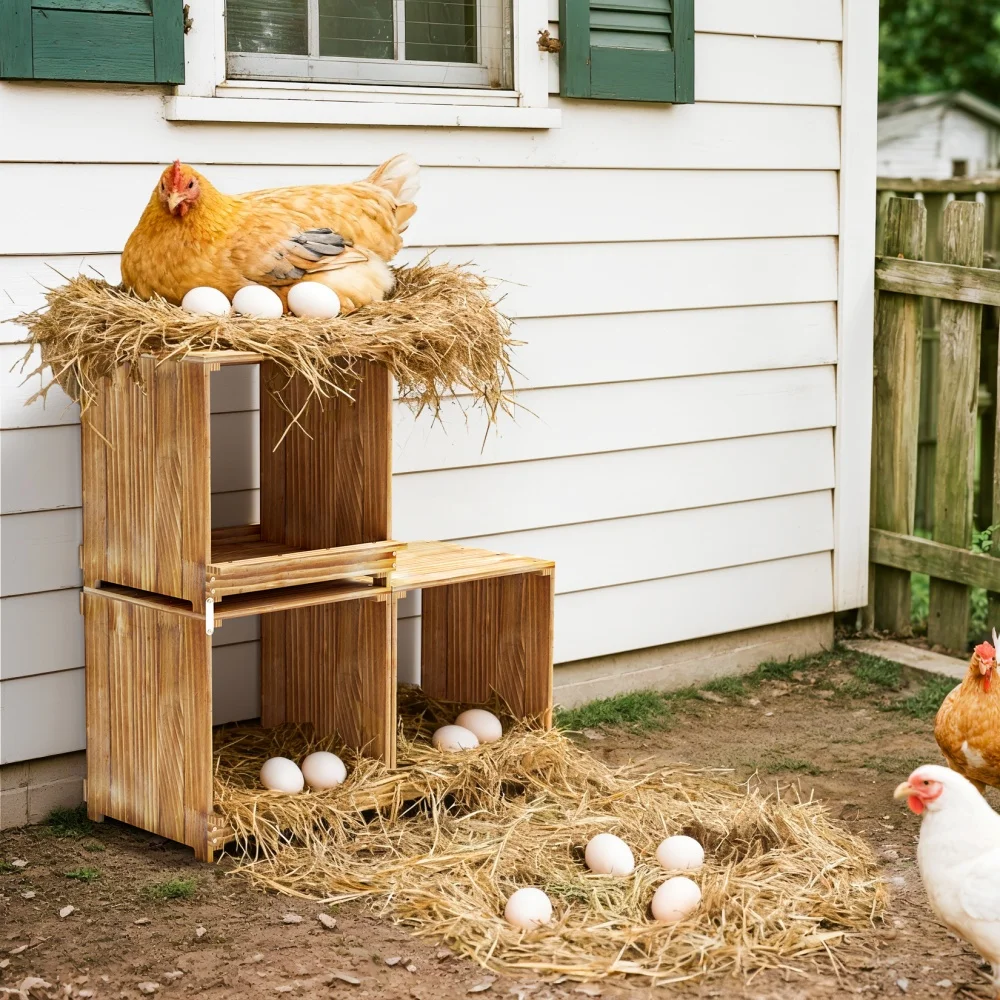 Caja Nido 3 Compartimentos para Gallinas – Madera de Pino - imagen 2