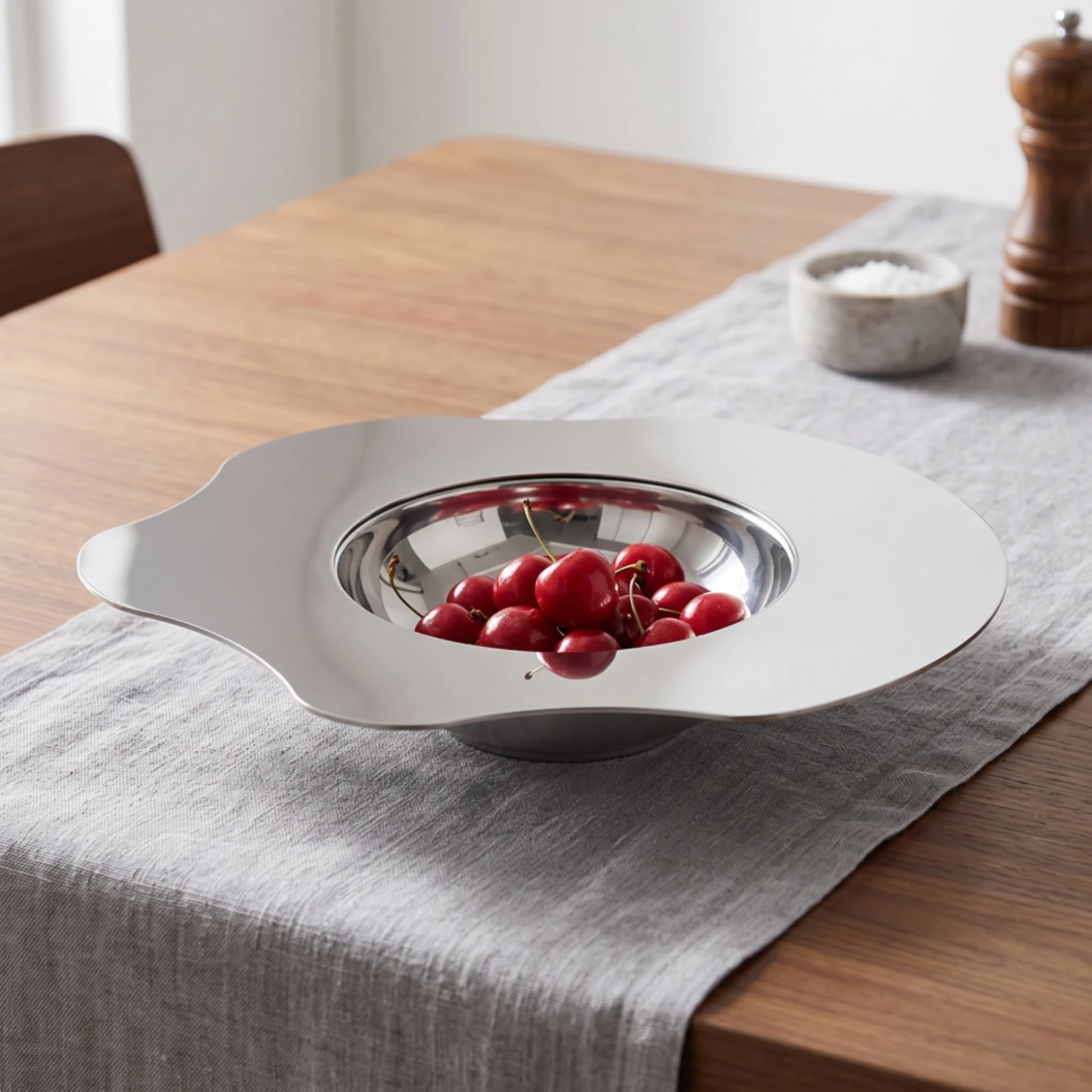 Frutero Metálico con Hueco Central – Bandeja de Acero Inoxidable Elegante - imagen 3