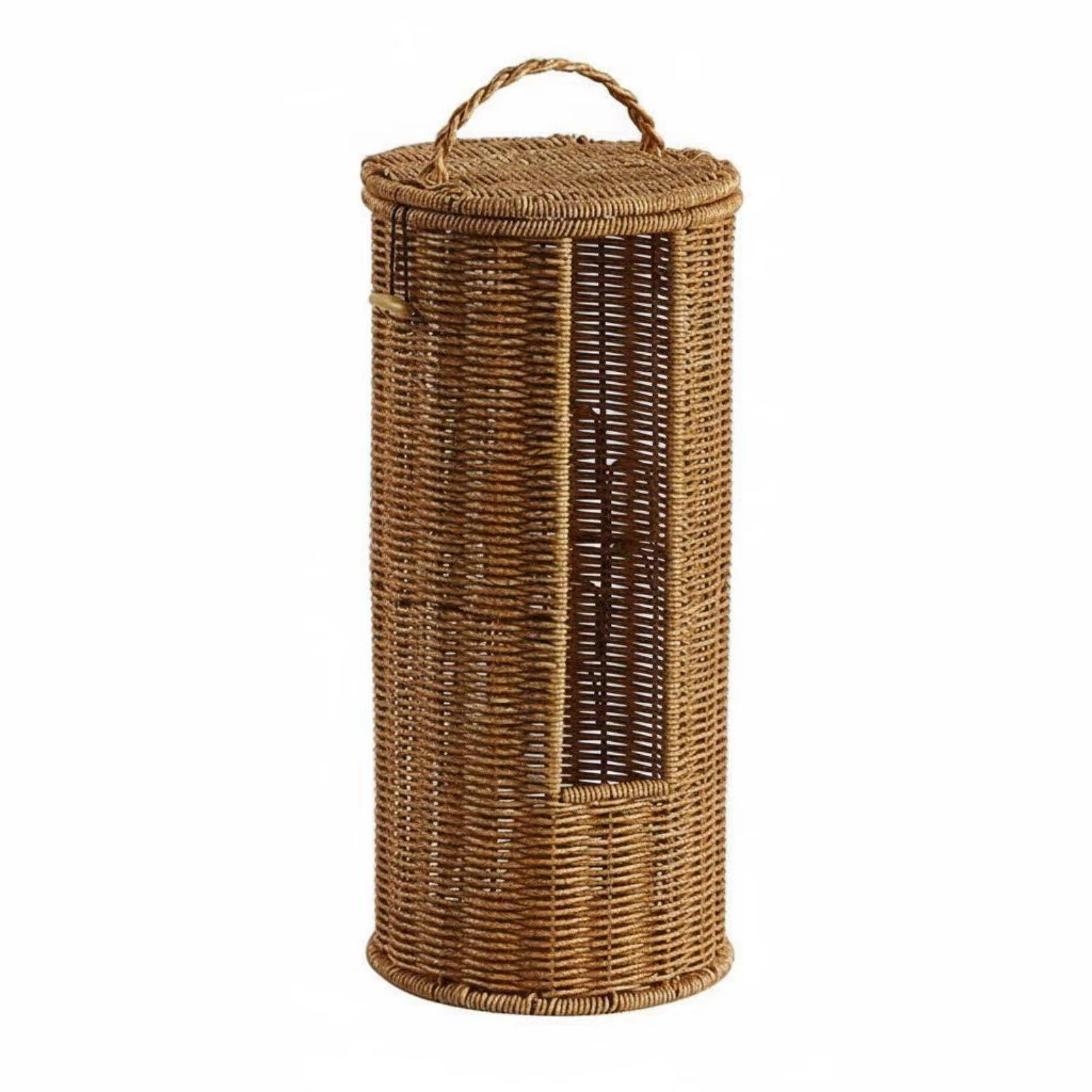 Cesta de Mimbre Redonda con Tapa para Baño