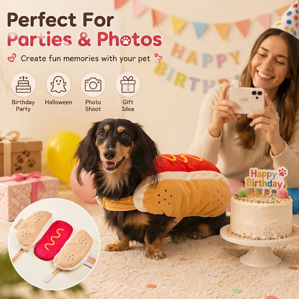Disfraz de Perrito Caliente para Perros y Gatos – Navidad, Halloween - imagen 4