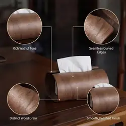 Caja de pañuelos de madera rústica para sobremesa