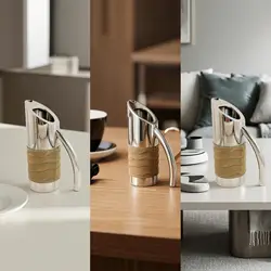 Tetera decorativa grabada con acabado efecto cuero