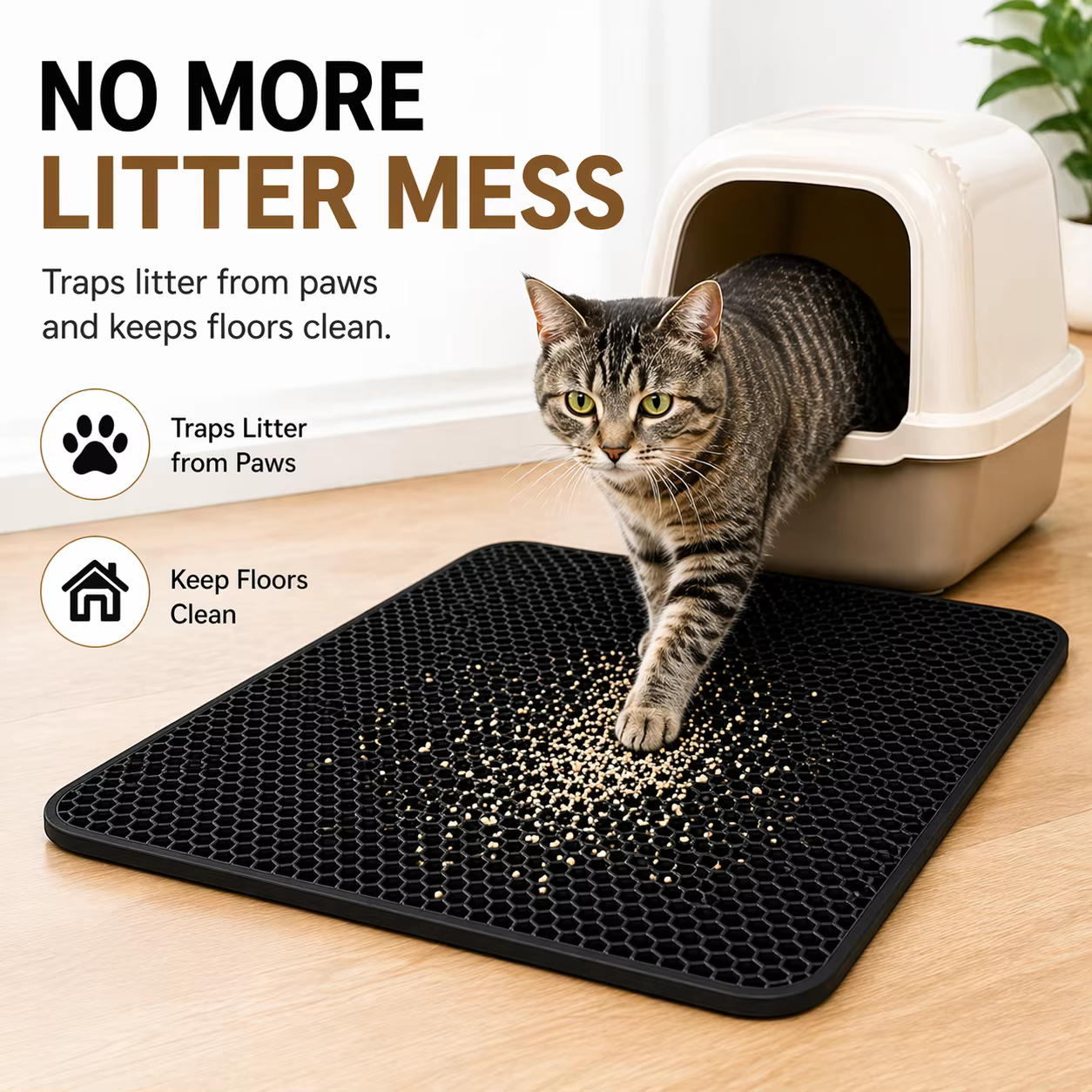 Alfombrilla antideslizante para arenero de gato, EVA doble capa - imagen 4