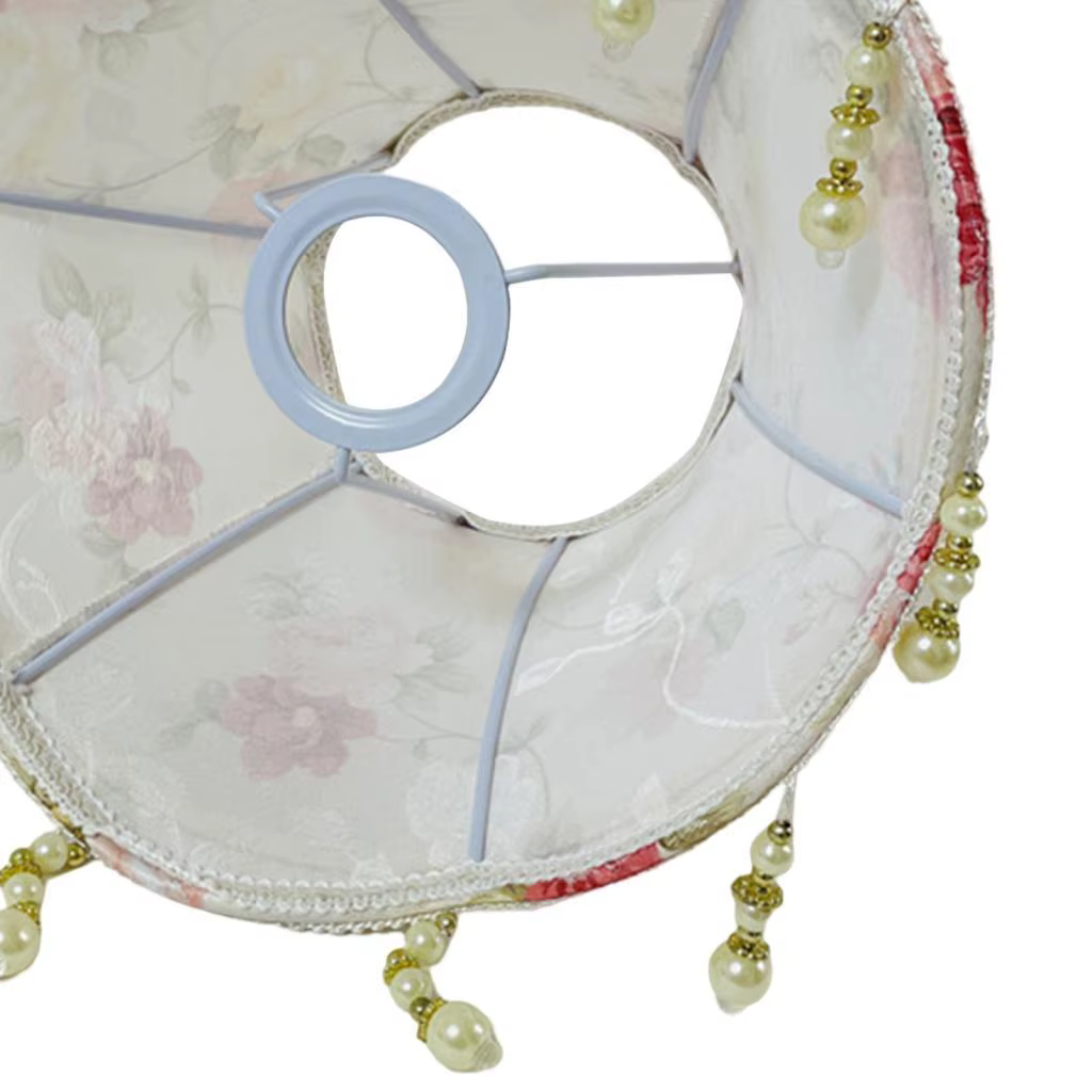 Pantalla de lámpara de tela con flecos – Tipo domo para dormitorio - imagen 4