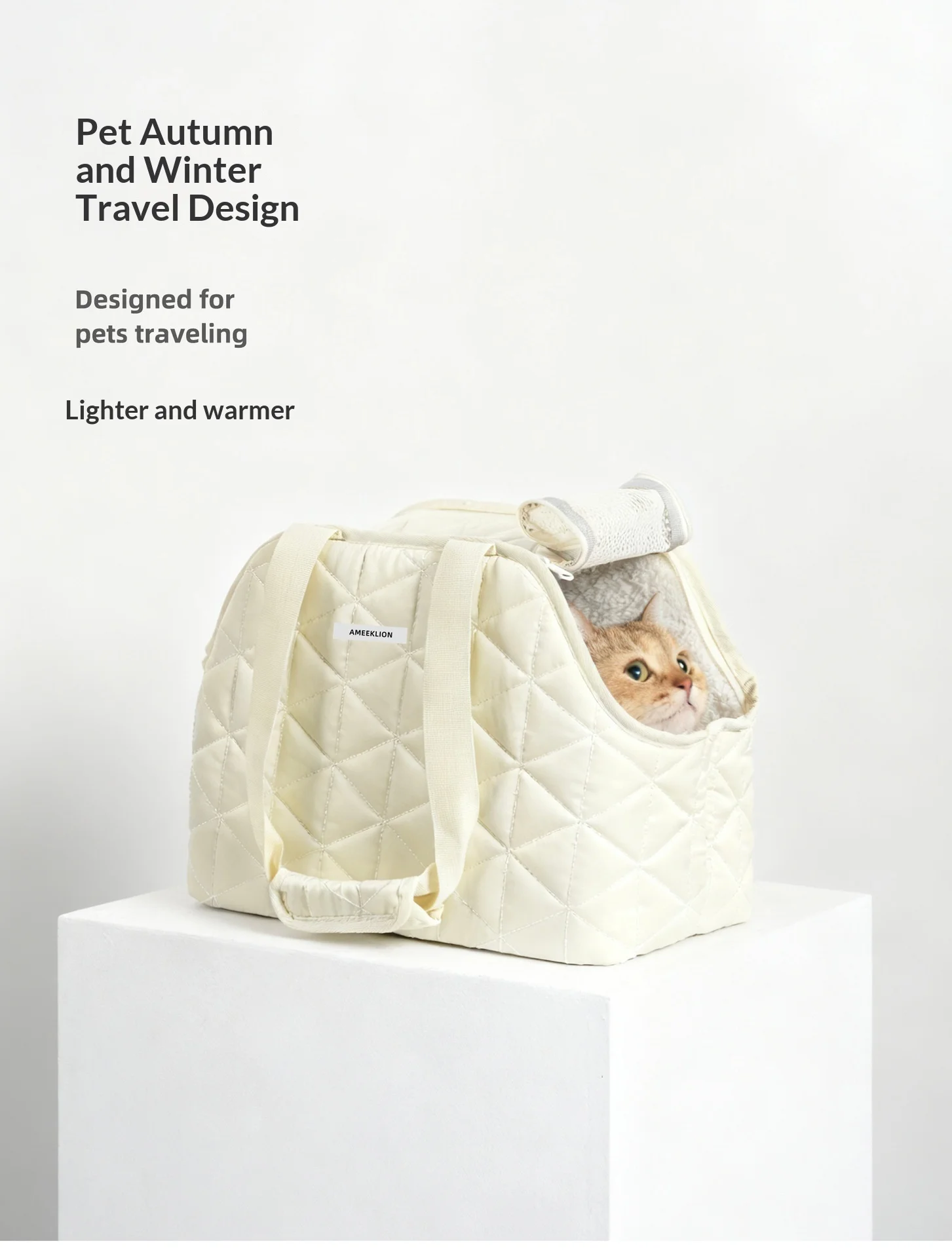 Transportín portátil tipo bandolera con diseño de cabeza al aire