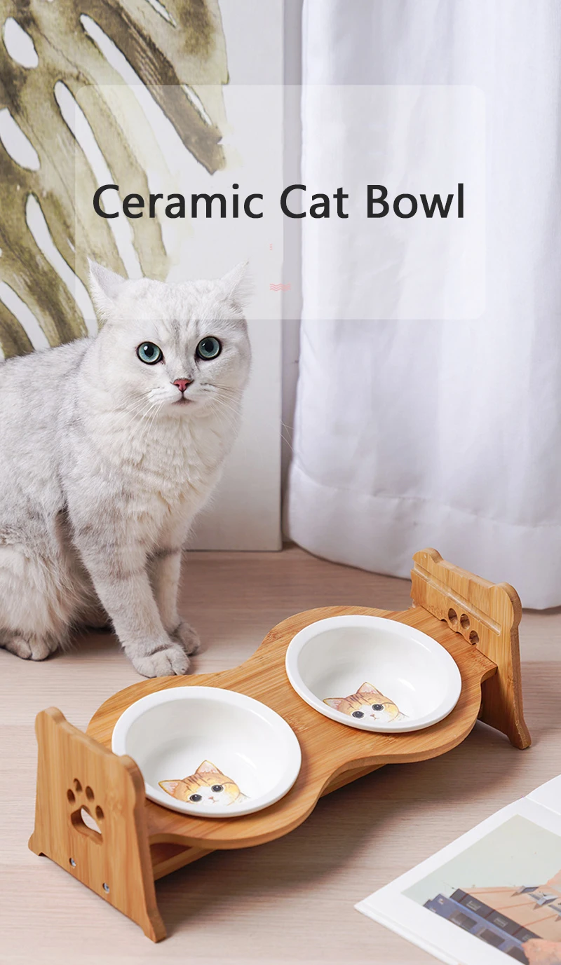 Cuenco cerámico blanco con base de bambú
