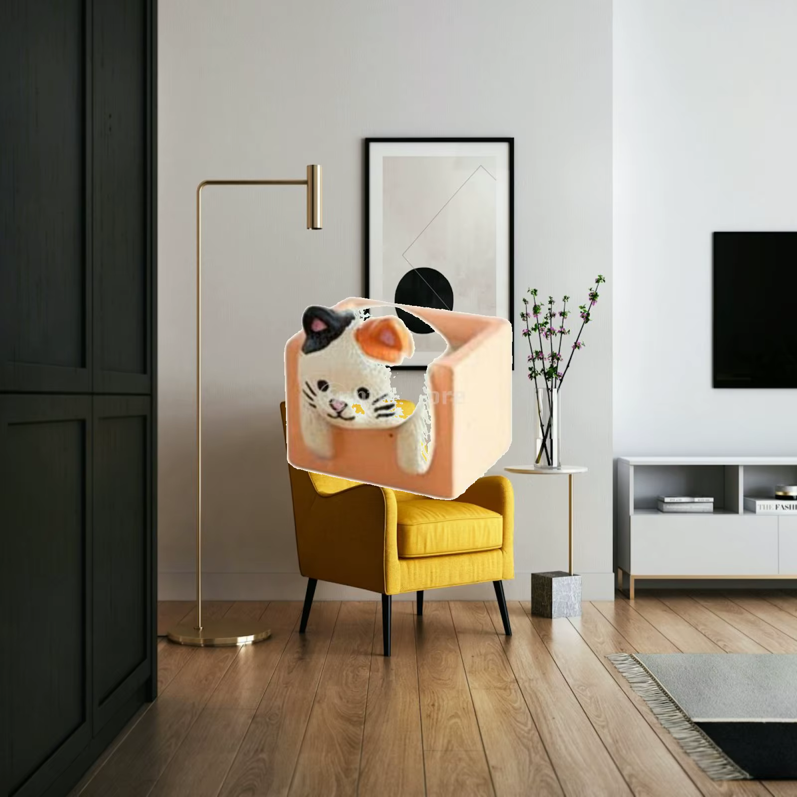 Figura decorativa de gato en resina para estantería y mesa - imagen 5
