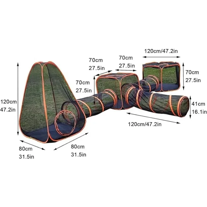 Valla plegable 6 en 1 para gatos con túnel – Corralito interior y exterior - imagen 4